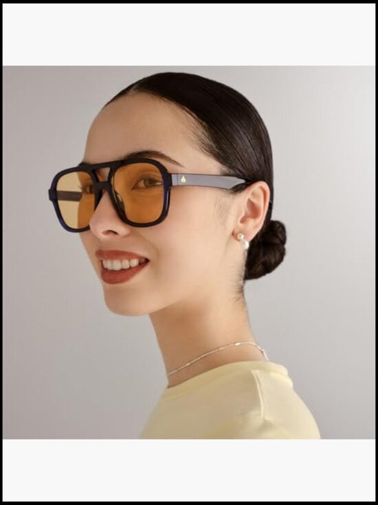 Chunky Oversized Aviator Sunglasses with Soft Case main image 4